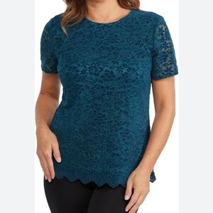 Teddi Rose Teal Lace Layered Blouse